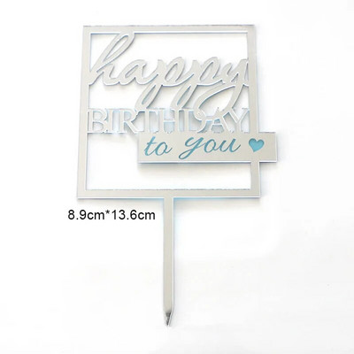 Νέα Ψηφιακά Happy Birthday Cake Toppers Gold Υψηλής ποιότητας ακρυλικό ακρυλικό Παιδικό πάρτι γενεθλίων Topper Baby Shower Decoration
