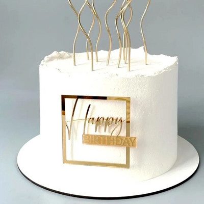Νέα Ψηφιακά Happy Birthday Cake Toppers Gold Υψηλής ποιότητας ακρυλικό ακρυλικό Παιδικό πάρτι γενεθλίων Topper Baby Shower Decoration