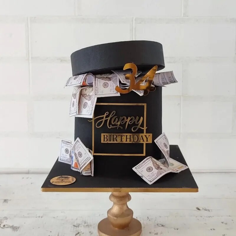 Νέα Ψηφιακά Happy Birthday Cake Toppers Gold Υψηλής ποιότητας ακρυλικό ακρυλικό Παιδικό πάρτι γενεθλίων Topper Baby Shower Decoration