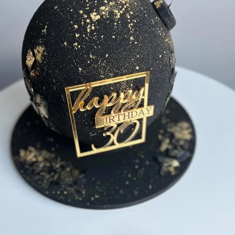 Νέα Ψηφιακά Happy Birthday Cake Toppers Gold Υψηλής ποιότητας ακρυλικό ακρυλικό Παιδικό πάρτι γενεθλίων Topper Baby Shower Decoration