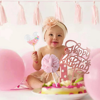 PinkHeart Happy Birthday Cake Topper Birthday Cake Topper Lovely Heart Cupcake Toppers Επιλογές Ροζ Διακοσμήσεις τούρτας για γενέθλια