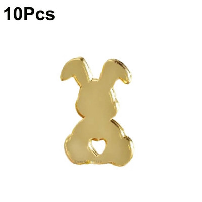 10 bucăți Toppers pentru prăjituri cu ouă de iepuraș de Paște Fericit, acrilic, auriu, argintiu, în formă de iepure, pentru decorațiuni pentru deserturi pentru petrecerea de Paște