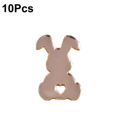 10 bucăți Toppers pentru prăjituri cu ouă de iepuraș de Paște Fericit, acrilic, auriu, argintiu, în formă de iepure, pentru decorațiuni pentru deserturi pentru petrecerea de Paște