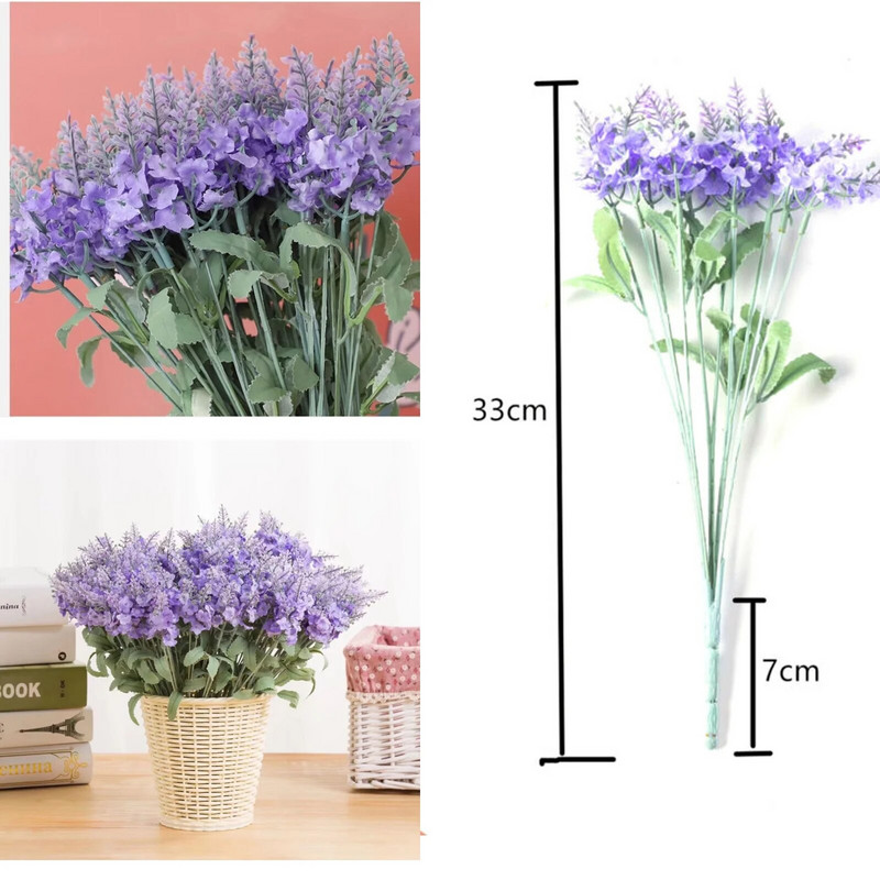 10 galvučių/šakų Dirbtinė levandų gėlė, šalčiui atspari gėlė, lauko namų vestuvių sodo dekoras Levandų vestuvių dekoras