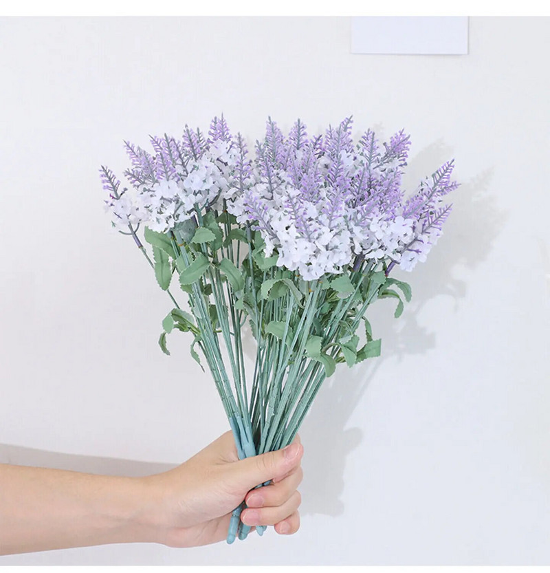 10 galvučių/šakų Dirbtinė levandų gėlė, šalčiui atspari gėlė, lauko namų vestuvių sodo dekoras Levandų vestuvių dekoras