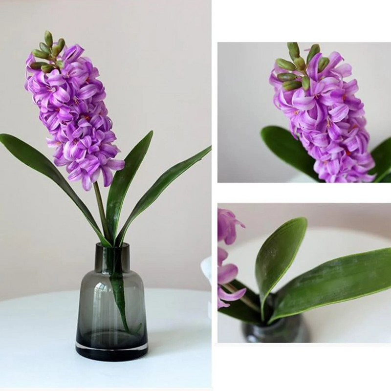 Dirbtinis hiacintas PE Hyacinthus Orientalis imitacinės gėlės Plastikinė Real Touch medžiaga: PE romantiškos ir šiltos dekoracijos
