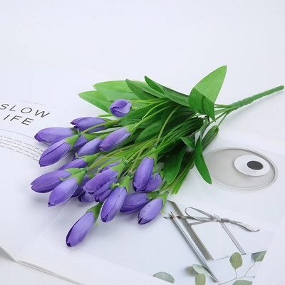 21 galvas mākslīgo ziedu zīda tulpju viltotu augu pušķis kāzu rotājumiem Mājas viesistabas dekors Ziemassvētku izkārtojums