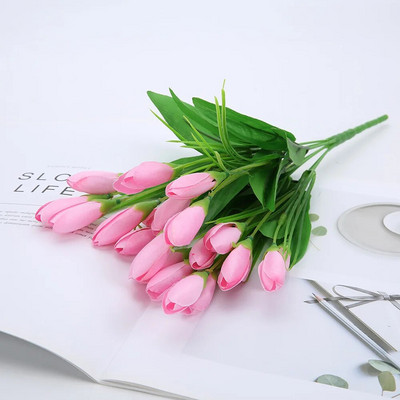 21 galvas mākslīgo ziedu zīda tulpju viltotu augu pušķis kāzu rotājumiem Mājas viesistabas dekors Ziemassvētku izkārtojums