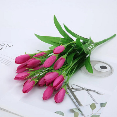 21 galvas mākslīgo ziedu zīda tulpju viltotu augu pušķis kāzu rotājumiem Mājas viesistabas dekors Ziemassvētku izkārtojums