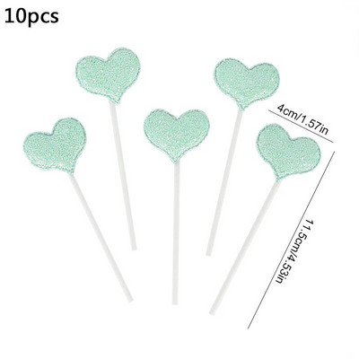 5/10 Vnt Blizgančios undinėlės teminis žvaigždžių pyragas Valentino dienos širdelės karūnos pyrago keptuvės gimtadienio kūdikių dušo deserto dekoras