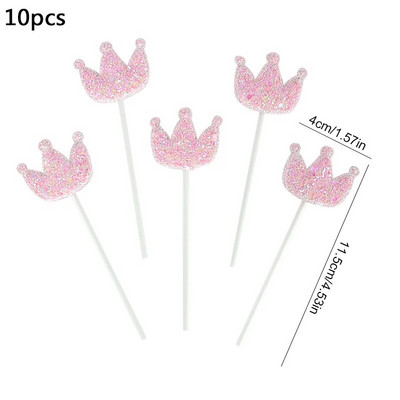 5/10 Vnt Blizgančios undinėlės teminis žvaigždžių pyragas Valentino dienos širdelės karūnos pyrago keptuvės gimtadienio kūdikių dušo deserto dekoras