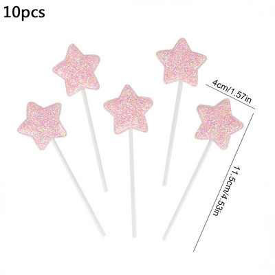 5/10 Vnt Blizgančios undinėlės teminis žvaigždžių pyragas Valentino dienos širdelės karūnos pyrago keptuvės gimtadienio kūdikių dušo deserto dekoras