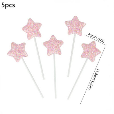 5/10 Vnt Blizgančios undinėlės teminis žvaigždžių pyragas Valentino dienos širdelės karūnos pyrago keptuvės gimtadienio kūdikių dušo deserto dekoras