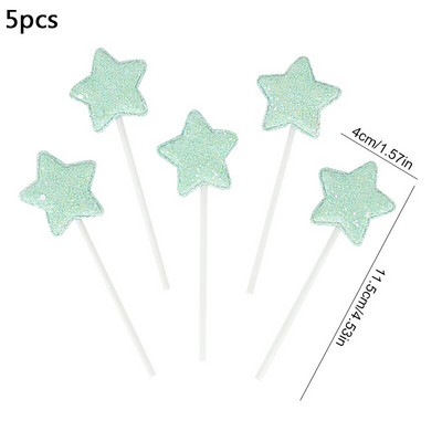 5/10 Vnt Blizgančios undinėlės teminis žvaigždžių pyragas Valentino dienos širdelės karūnos pyrago keptuvės gimtadienio kūdikių dušo deserto dekoras