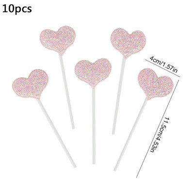 5/10 Vnt Blizgančios undinėlės teminis žvaigždžių pyragas Valentino dienos širdelės karūnos pyrago keptuvės gimtadienio kūdikių dušo deserto dekoras