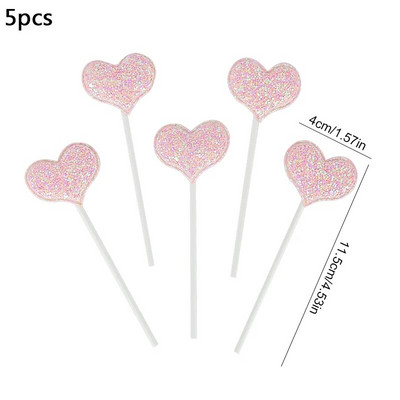 5/10 Vnt Blizgančios undinėlės teminis žvaigždžių pyragas Valentino dienos širdelės karūnos pyrago keptuvės gimtadienio kūdikių dušo deserto dekoras