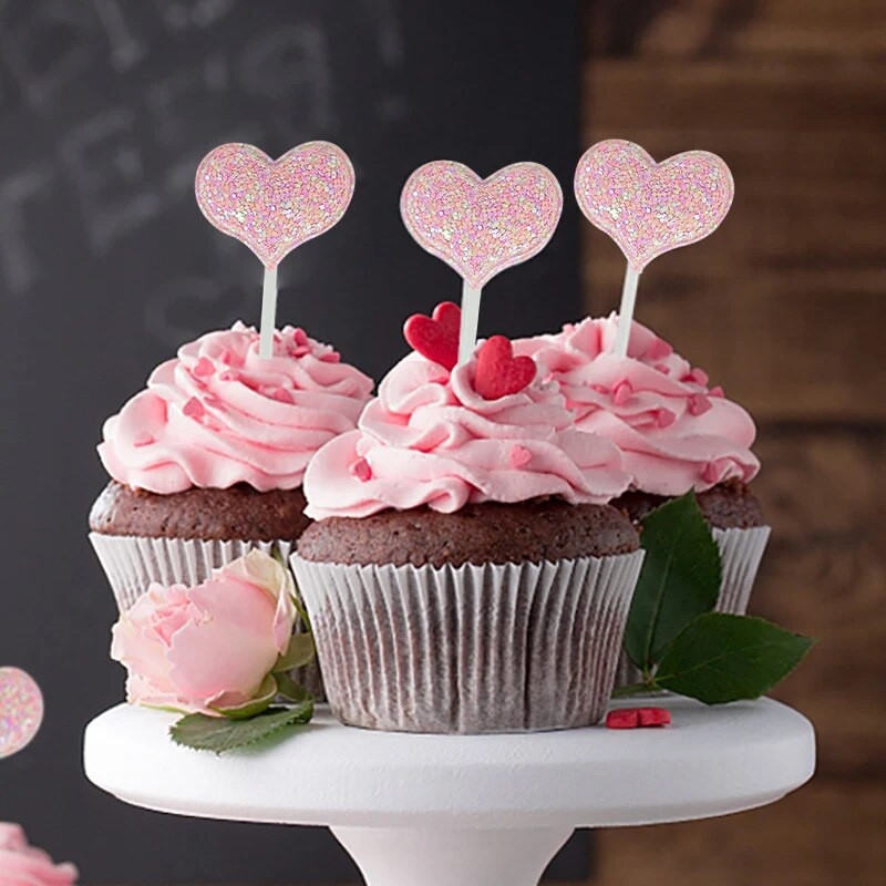 5/10 Vnt Blizgančios undinėlės teminis žvaigždžių pyragas Valentino dienos širdelės karūnos pyrago keptuvės gimtadienio kūdikių dušo deserto dekoras
