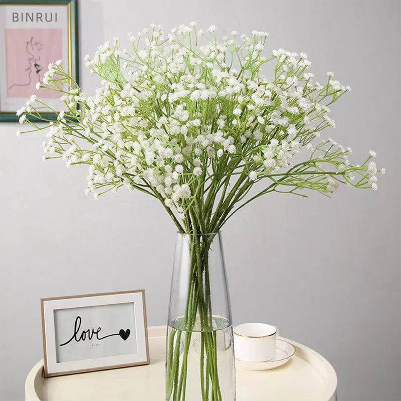 108 galvos 63 cm Kūdikių kvėpavimas Dirbtinės gėlės Plastikinės Gypsophila DIY gėlių puokštės rankų darbo vestuvių vakarėliui namų dekoravimui