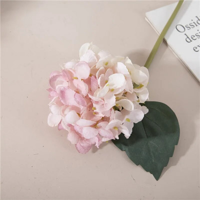 Mesterséges hortenzia virág ág hamis levelekkel selyem virágok otthoni esküvői kertbe barkács csokor dekoráció virágok