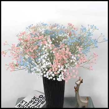Изкуствени цветя Baby Breath, фалшиви бели цветя, истински тактилни гипсови цветя са подходящи за декорация на домашна сватбена градина