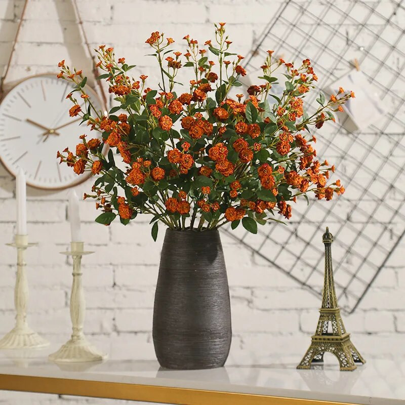 73 cm dirbtinė daugiagalvė mažų rožių gėlių puokštė vestuvėms namų dekoravimas gėlių laikymas gėlių dekoras Plantas Artificiales