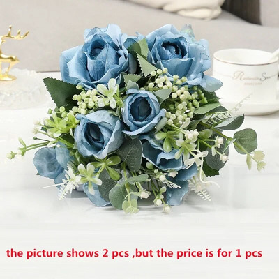 Silk Simulation Flowers Δώρο για την Ημέρα του Αγίου Βαλεντίνου Δίδυμα κόκκινα ροζ τριαντάφυλλα Μπουκέτο για γιορτινό πάρτι Τεχνητό λουλούδι ψεύτικο τριαντάφυλλο