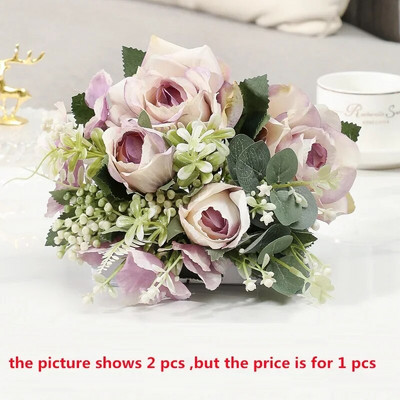 Silk Simulation Flowers Δώρο για την Ημέρα του Αγίου Βαλεντίνου Δίδυμα κόκκινα ροζ τριαντάφυλλα Μπουκέτο για γιορτινό πάρτι Τεχνητό λουλούδι ψεύτικο τριαντάφυλλο