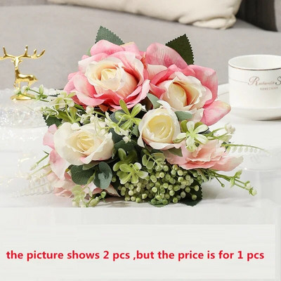 Silk Simulation Flowers Δώρο για την Ημέρα του Αγίου Βαλεντίνου Δίδυμα κόκκινα ροζ τριαντάφυλλα Μπουκέτο για γιορτινό πάρτι Τεχνητό λουλούδι ψεύτικο τριαντάφυλλο