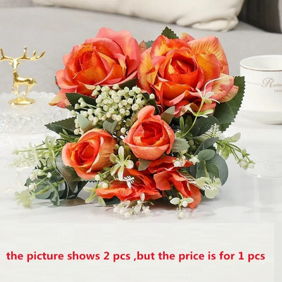 Silk Simulation Flowers Δώρο για την Ημέρα του Αγίου Βαλεντίνου Δίδυμα κόκκινα ροζ τριαντάφυλλα Μπουκέτο για γιορτινό πάρτι Τεχνητό λουλούδι ψεύτικο τριαντάφυλλο