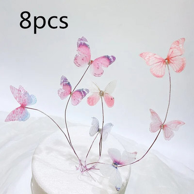 3D Butterfly Happy Birthday Cake Topper Diamond Butterfly Weddind Party Cake Topper Διακόσμηση τούρτας του Αγίου Βαλεντίνου Baby shower