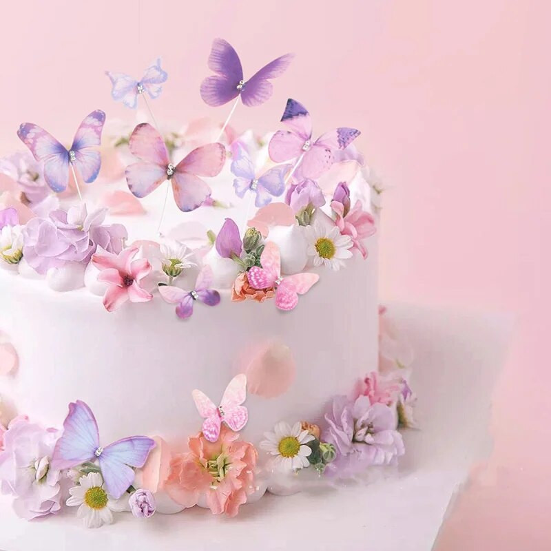 3D Fluture La mulți ani Tort Topper Diamond Butterfly Weddind Party Cake Topper Ziua Îndrăgostiților Decorare Tort Baby Show