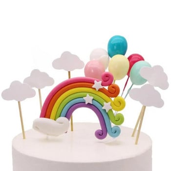 Διακόσμηση Cake Topper Rainbow Flag Baby Shower Birthday Wedding Party Baking Decoration