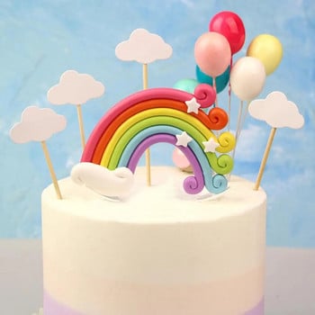 Διακόσμηση Cake Topper Rainbow Flag Baby Shower Birthday Wedding Party Baking Decoration