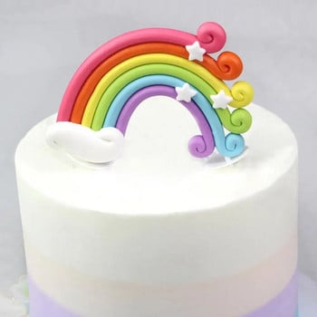 Διακόσμηση Cake Topper Rainbow Flag Baby Shower Birthday Wedding Party Baking Decoration