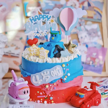 Балон Торта за торта Десерт Декор Честит Рожден Ден Принцеса Детски Подарък Момичета Звездна Шапка Капкейк Топери Baby Shower Party Направи си сам Печене