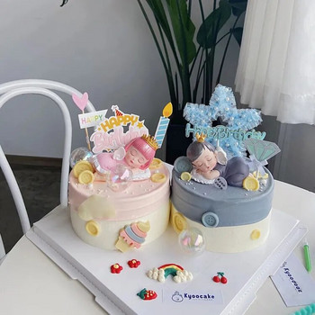 Балон Торта за торта Десерт Декор Честит Рожден Ден Принцеса Детски Подарък Момичета Звездна Шапка Капкейк Топери Baby Shower Party Направи си сам Печене