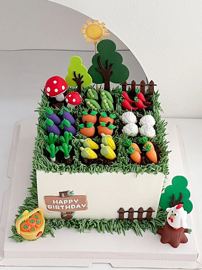 Cake Topper Pastoral Farm Life Lovely Small Vegetable Corn Carrot Mushroom Tree Kids Birthday Happy Party Διακόσμηση τούρτας