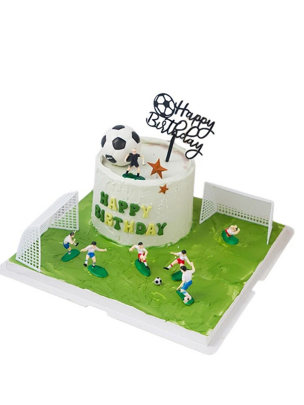 Futball témájú születésnapi tortadíszítési kellékek Sportoló torta dekoráció Fiúk kedvence Foci tematikus buli Boldog labdarúgó születésnapot