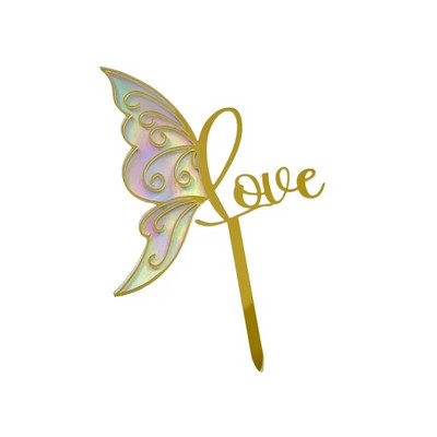 Akrylová ozdoba na tortu s motýľom a láskou k narodeninám, ozdoba na tortu pre mamičku na narodeninovú oslavu