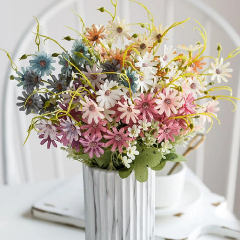 Flori artificiale Flori sălbatice Margaretă falsă din plastic Rezistent la UV Verdeață din plastic pentru decorare vază Aranjamente florale Decor