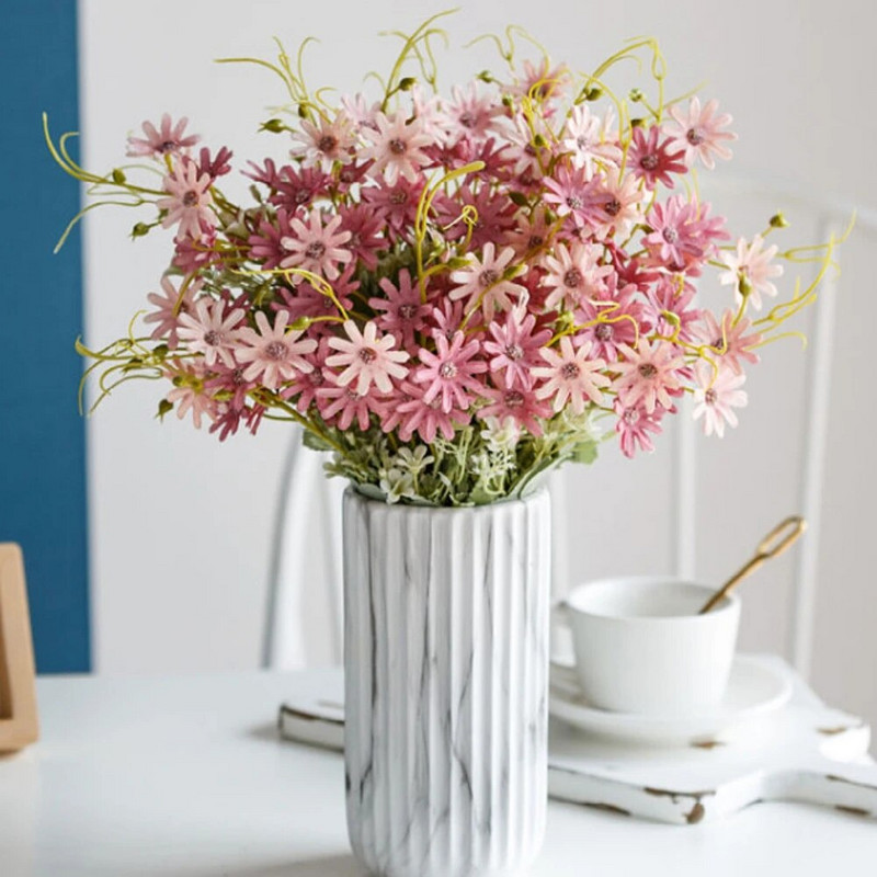 Flori artificiale Flori sălbatice Margaretă falsă din plastic Rezistent la UV Verdeață din plastic pentru decorare vază Aranjamente florale Decor