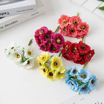 60 τμχ Silk Cherry Χριστουγεννιάτικα Διακοσμητικά Σπιτιού Stamen Mini Bouquet Wedding Diy Garland Artificial Flowers for Scrapbooking Crafts