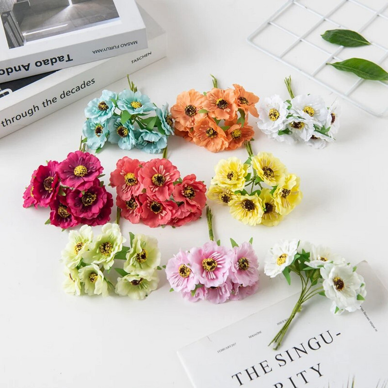 60vnt Šilkinės vyšnios Kalėdų papuošalai Namų kuokelis Mini Puokštė Vestuvių Pasidaryk pats girlianda Dirbtinės gėlės Scrapbooking amatams