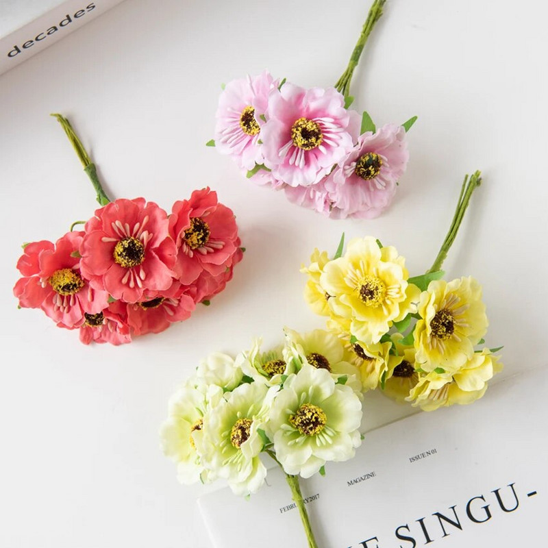 60vnt Šilkinės vyšnios Kalėdų papuošalai Namų kuokelis Mini Puokštė Vestuvių Pasidaryk pats girlianda Dirbtinės gėlės Scrapbooking amatams