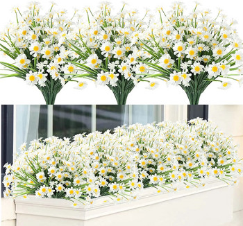 Τεχνητά λουλούδια μαργαρίτα Ψεύτικα λουλούδια Ανθεκτικά στην υπεριώδη ακτινοβολία πρασινάδα θάμνοι Φυτευτή σπιτιού γραφείου σπιτιού κήπου κήπου Κουτί για διακόσμηση γάμου