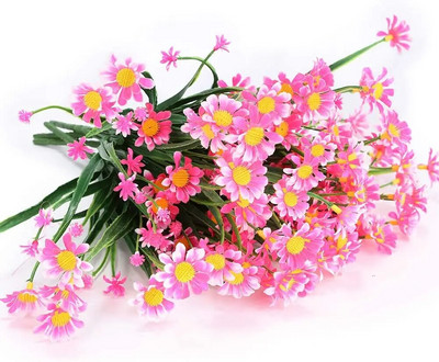 Mesterséges százszorszép virágok hamis virágok UV-álló zöld növényzet cserjék ültetőgép Otthoni iroda Kert Udvar Ablak doboz Esküvői dekoráció