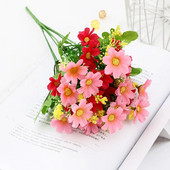 7 furculițe/buchet Buchet de flori de margarete de gerbera artificială pentru decorarea grădinii de acasă DIY arcuri de nuntă perete de flori Buchet de mireasă