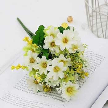 7 πιρούνια/μπουκέτο Τεχνητή ανθοδέσμη με μαργαρίτα ζέρμπερα για διακόσμηση κήπου σπιτιού DIY Αψίδες γάμου Νυφική ανθοδέσμη λουλουδιών τοίχου