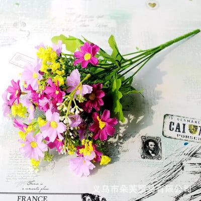 7 furculițe/buchet Buchet de flori de margarete de gerbera artificială pentru decorarea grădinii de acasă DIY arcuri de nuntă perete de flori Buchet de mireasă