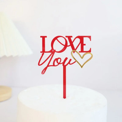 Heart Love You Topper acrilic pentru tort pentru ziua Îndrăgostiților Decorarea torturilor Favoruri de petrecere Instrumente pentru decorarea torturilor Accesorii pentru copt